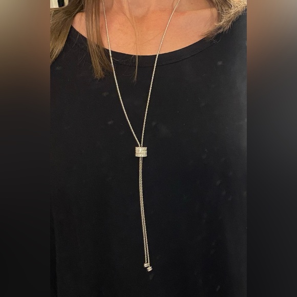 INC silver-tone pavé sliding bead necklace - Picture 2 of 11